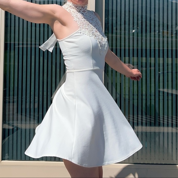 LACE-NECK BRIDAL SHOWER SKATER DRESS - Picture 3 of 10